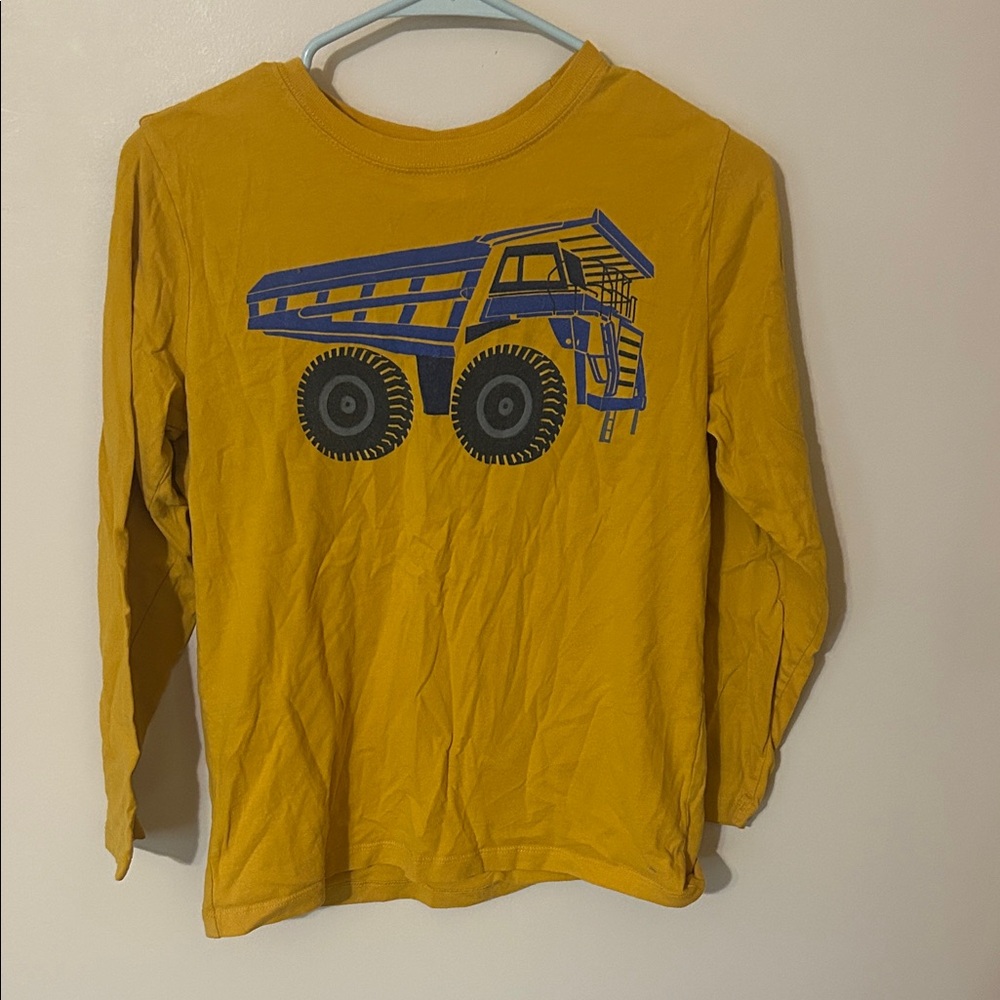 Hanna Andersson Mustard Dump Truck Long Sleeve Tee boys 12